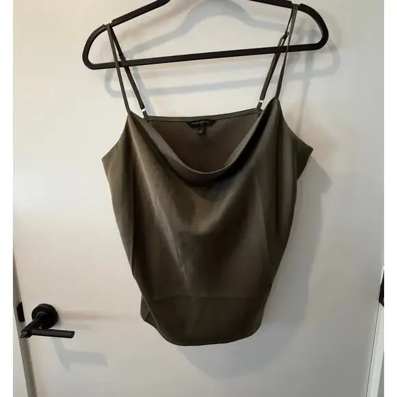 Banana Republic Silk Green Cowl Neck Tank Top Size Large Adjustable Straps - Picture 1 of 4
